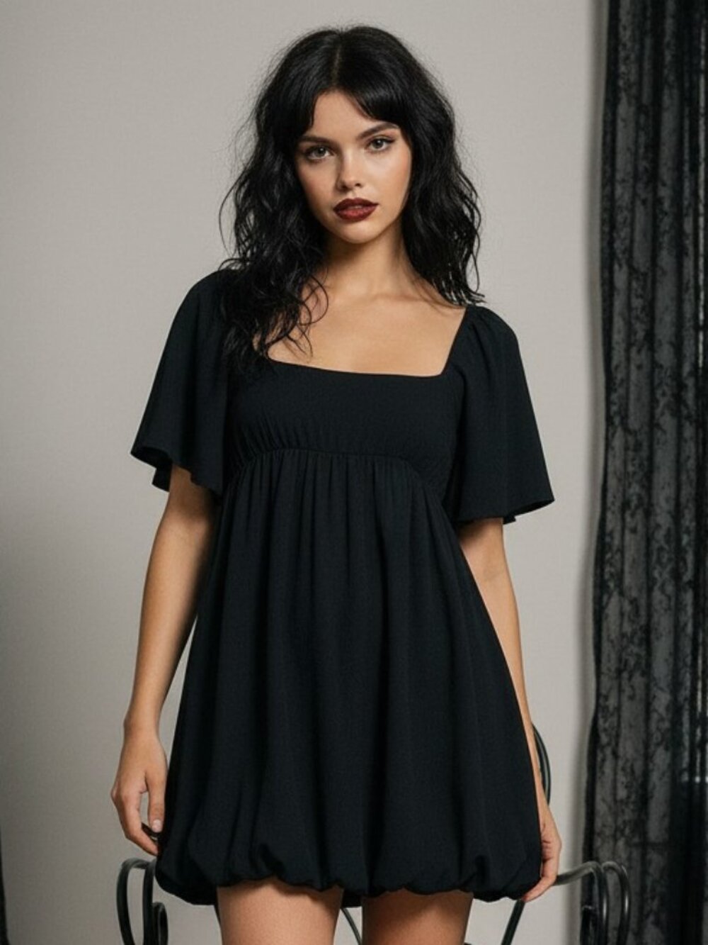 CRYSTAL CANDY Little Black Dress S Bubble Hem Goth Alt Y2K Lolita Punk